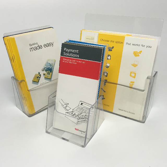 BANKING, Acrylic Display Holder w Banking Pamphlets